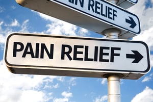 Pain Relief direction sign on sky background-1