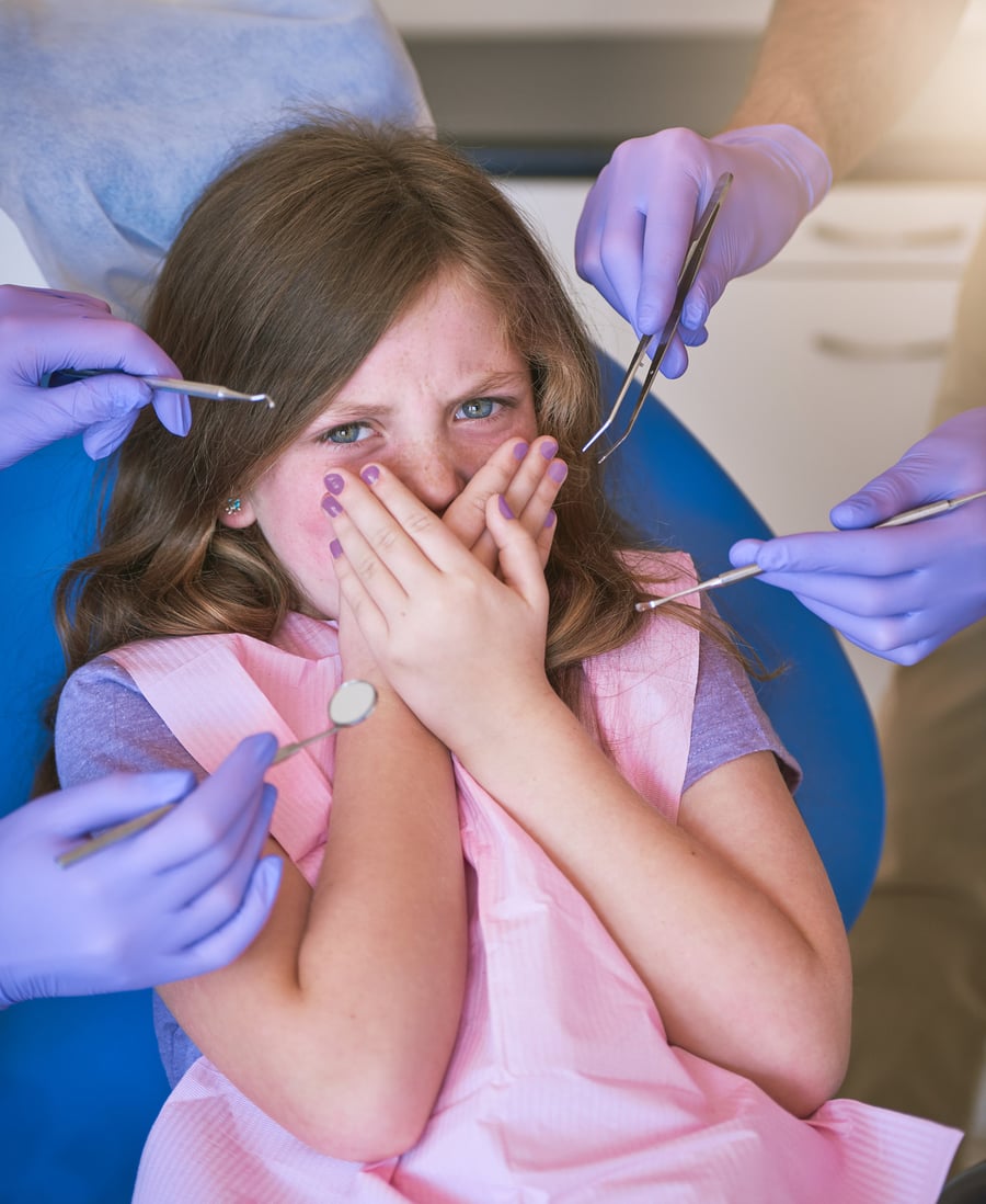 nervous little girl at the dentist